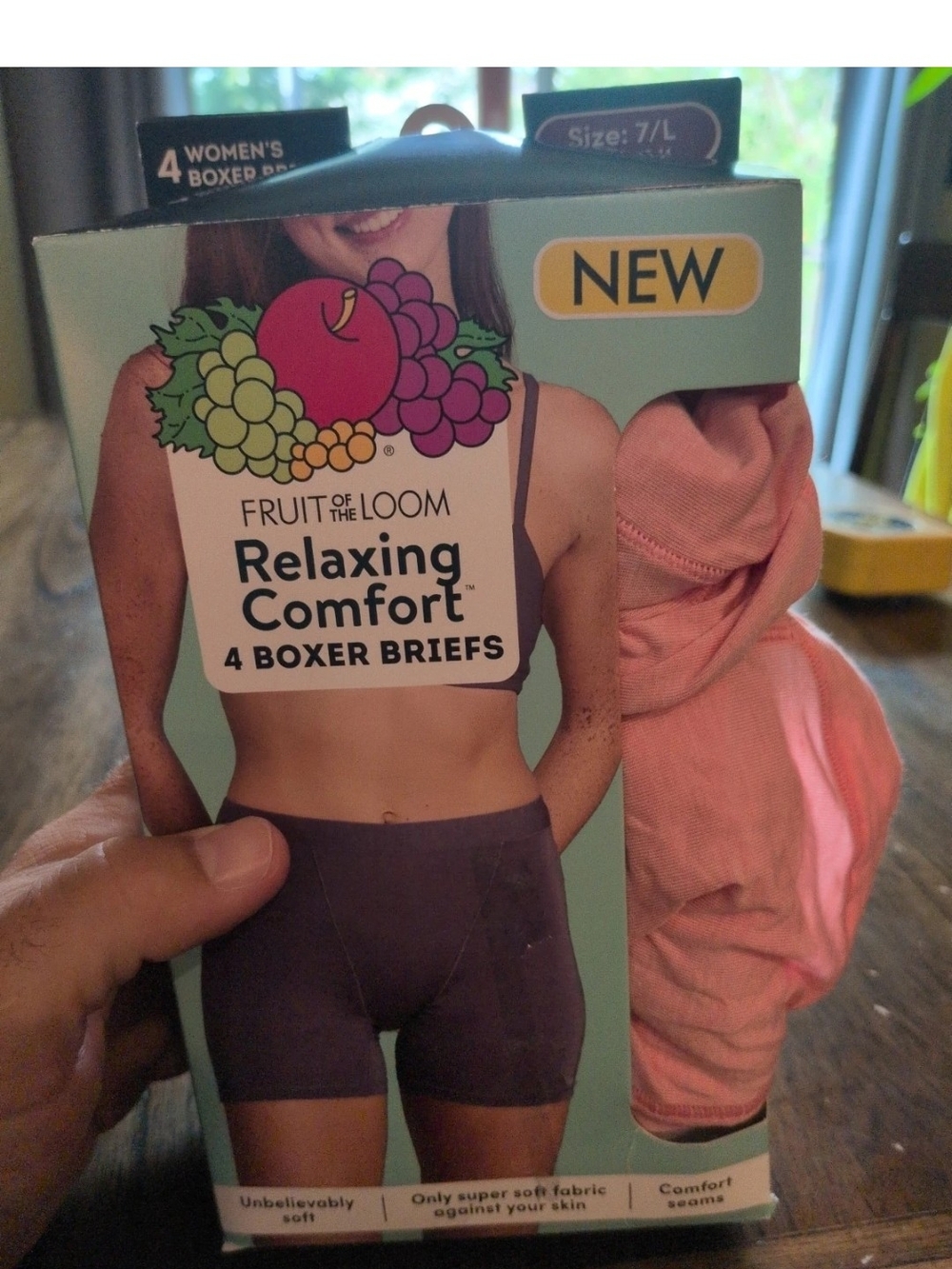 Women’s Fruit Of The Loom Relaxing Comfort Boxer Briefs 4pc 7/L NEW!